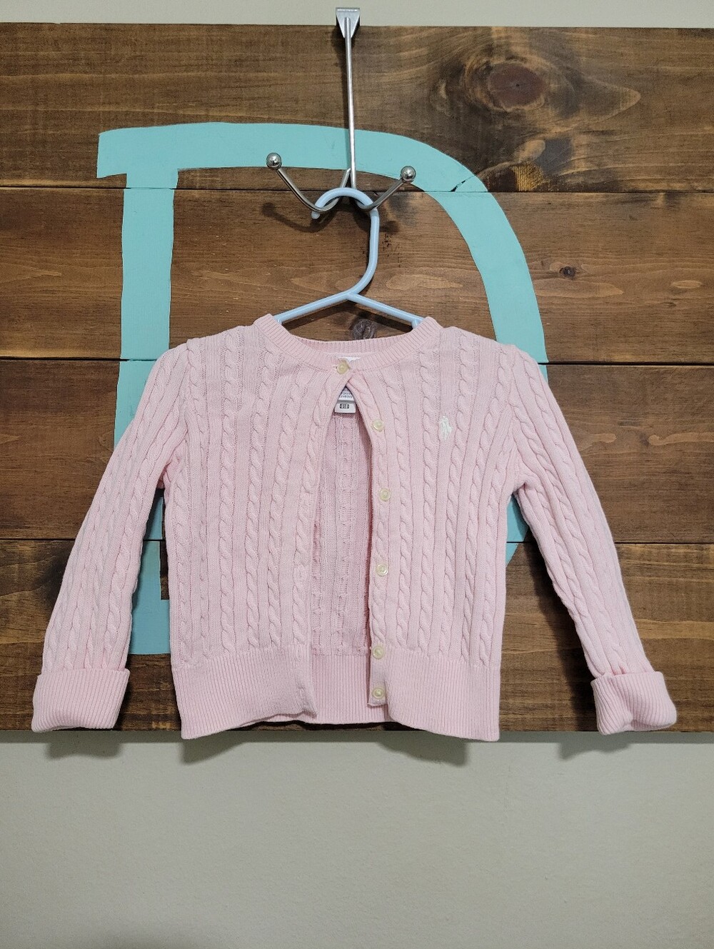 Ralph Lauren Pink Cable-Knit Cottage Preppy Cardigan 18 Months